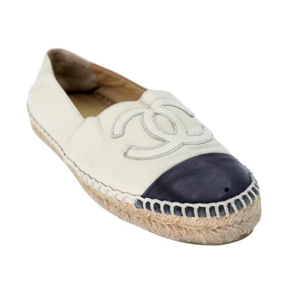 Chanel Espadrille 36 Leather Cap Toe Flats CC-S0225P-0001 - Picture 7 of 11